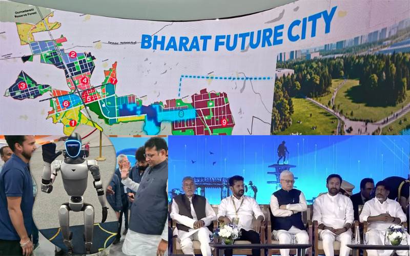  تلنگانہ گلوبل سمٹ" کا آغاز۔  فیوچر سٹی میں ایک لاکھ کروڑ کی سرمایہ کاری کا اعلان 